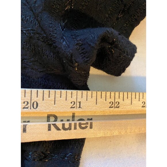 Sag Harbor Womens L Top Black on Black Textured Striped Short Sleeve Y2K Casual - Picture 7 of 9